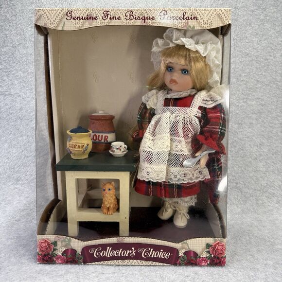 Collectors Choice-Genuine Fine Bisque Porcelain Doll In Kitchen Limited Edition - Picture 1 of 12